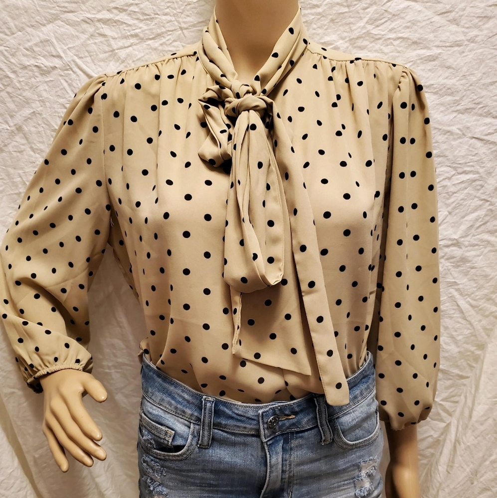 Polka Dot Tie Blouse